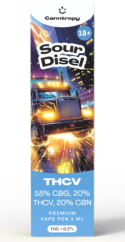 Canntropy THCV Vape Pen Savanyú Diesel, 20 % THCV, 60 % CBG, 20 % CBN, 1 ml