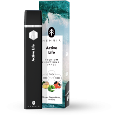 Hemnia Prémium funkcionális THCV, CBG és CBD Vape Pen Active Life - 20% THCV, 50% CBG, 25% CBD, gyömbér, gingko, guarana, 1 ml
