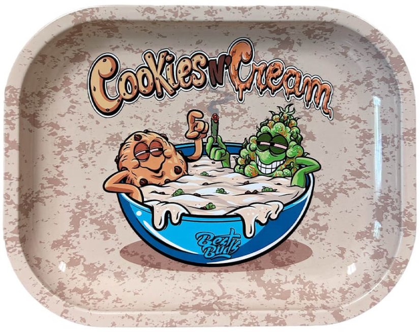 Best Buds Cookies And Cream fém gördülő tálca kicsi, 14x18 cm