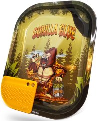Best Buds Gorilla Glue kis fém gördülő tálca mágneses daráló kártyával