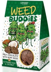 Euphoria Weed Buddies Mliečna čokoláda s konopnými semienkami, ryžovými guľkami a kokosom, 100 g