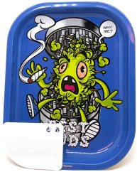 Best Buds Grind Me kis fém gördülő tálca mágneses darálókártyával