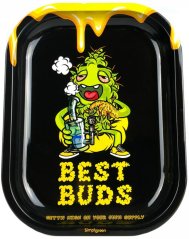 Best Buds Dab egész napos kis fém gördülő tálca mágneses darálókártyával
