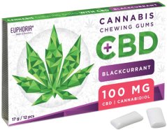 Euphoria Rágógumi 12 db, 17g CBD-vel 100mg - Feketeribizli