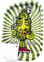 Best Buds Éhes pizza kis fém gördülő tálca mágneses daráló kártyával