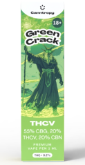 Canntropy THCV Vape Pen Zöld repedés, 20 % THCV, 60 % CBG, 20 % CBN, 1 ml