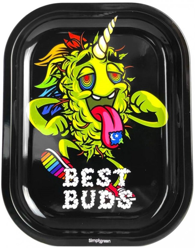 Best Buds LSD kis fém gördülő tálca mágneses darálókártyával