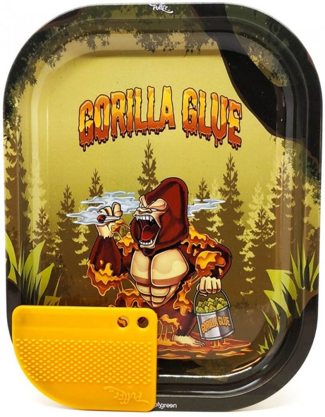 Best Buds Gorilla Glue kis fém gördülő tálca mágneses daráló kártyával