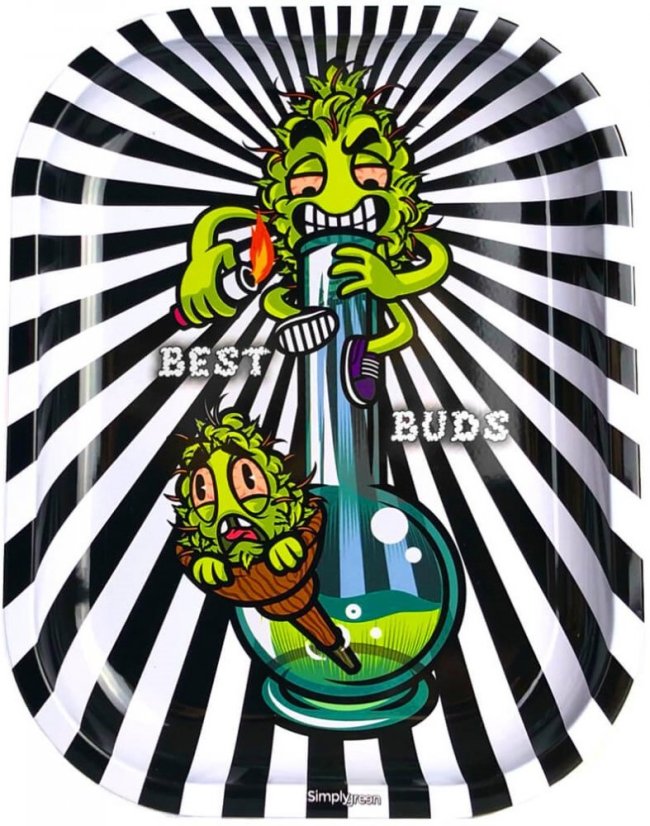 Best Buds Smoke Me kis fém gördülő tálca mágneses darálókártyával