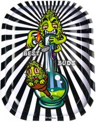 Best Buds Smoke Me kis fém gördülő tálca mágneses darálókártyával